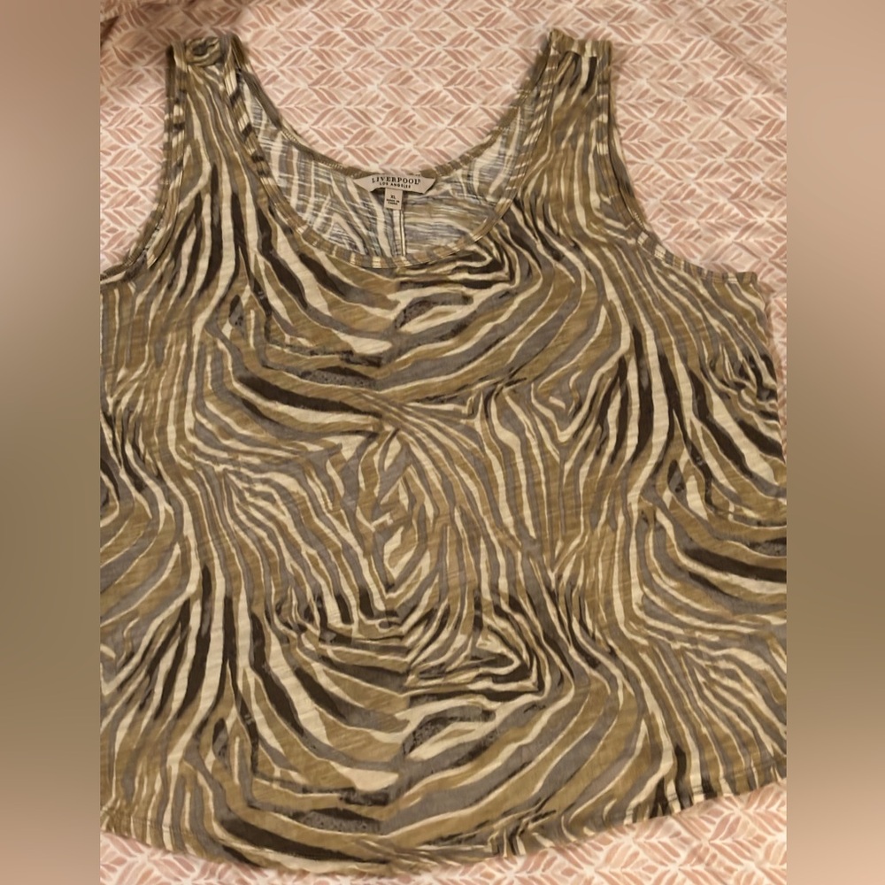 Liverpool Black and Brown Tank Top Zebra Print XL
